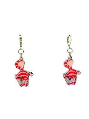 Cheshire Cat Alice in Wonderland pink & dangle Earrings